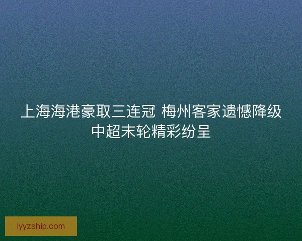 上海海港豪取三连冠 梅州客家遗憾降级中超末轮精彩纷呈